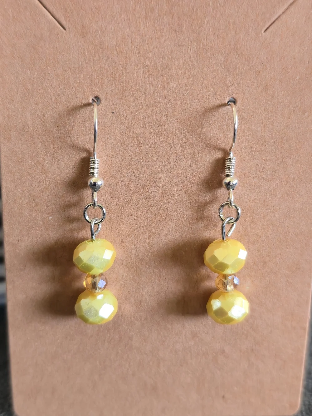 NWT Handmade Yellow Crystal Dangle Earrings